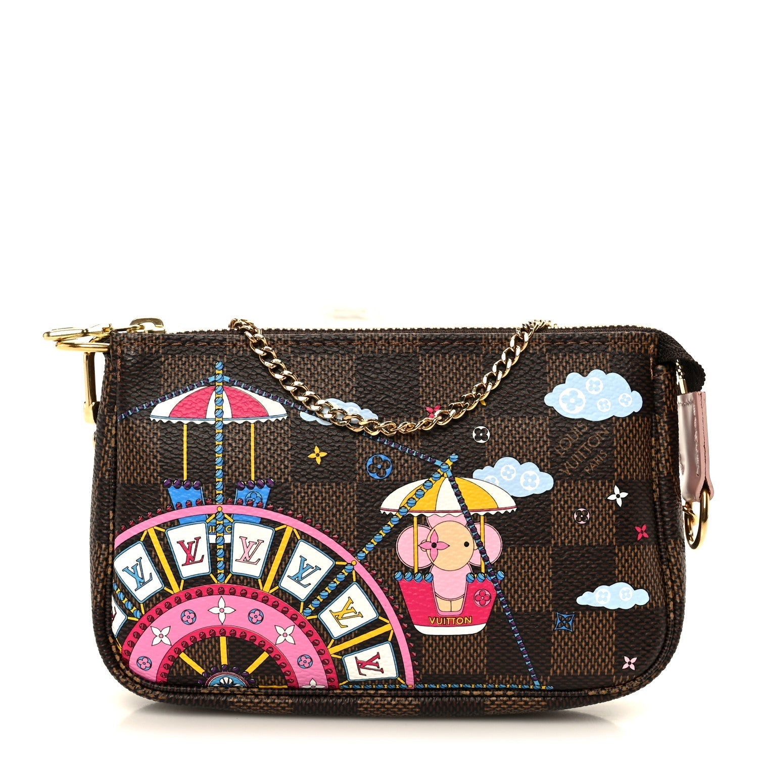 Damier Ebene 2020 Christmas Animation Big Wheel Mini Pochette Accessories Rose Ballerine
