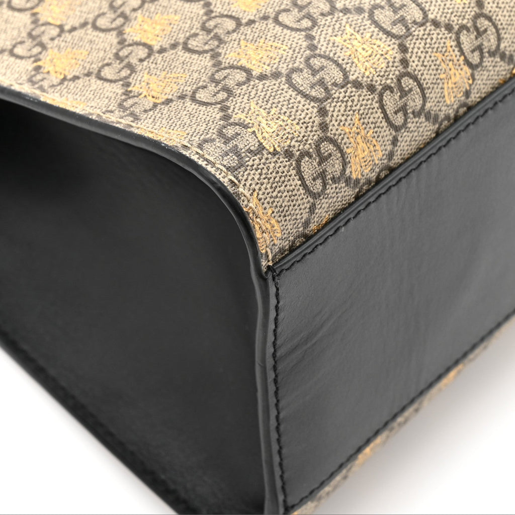 GG Supreme Monogram Bees Medium Padlock Tote Beige Oro Black