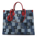 Denim Damier Monogram Onthego Blue Rouge