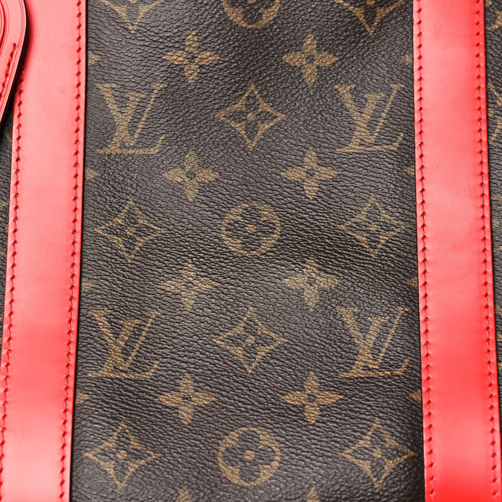Calfskin Monogram Keepall Bandouliere 50 Coquelicot