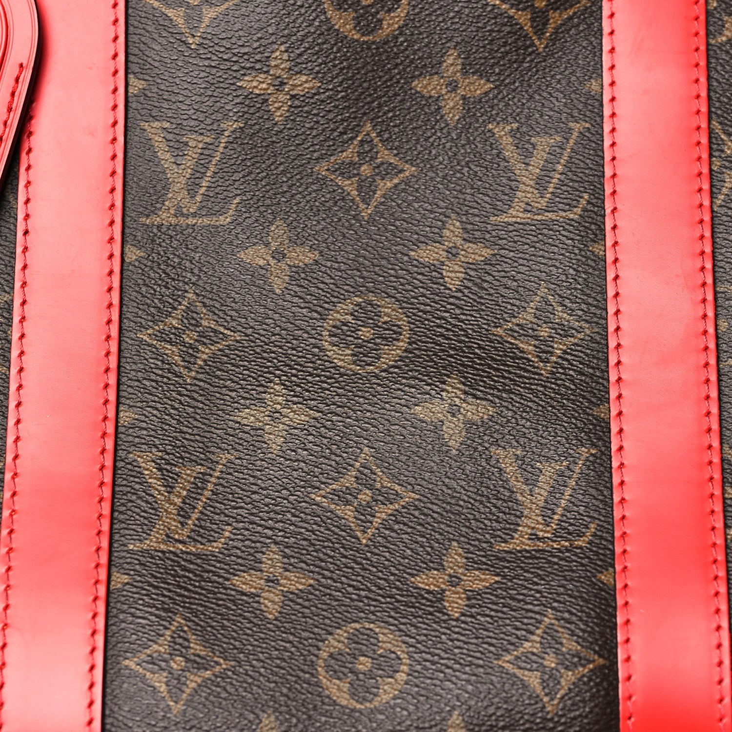 Calfskin Monogram Keepall Bandouliere 50 Coquelicot