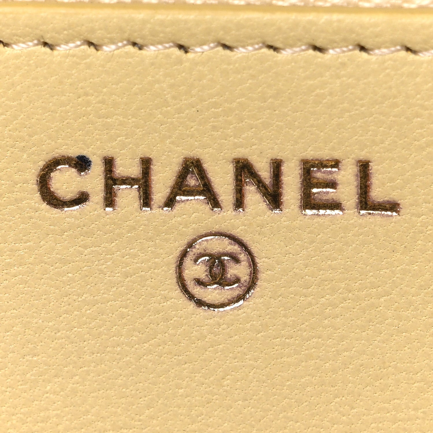 Lambskin Quilted Enamel Wallet On Chain WOC Yellow