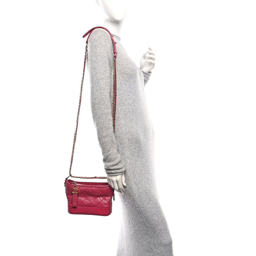 Aged Calfskin Quilted Small Gabrielle Hobo Fuchsia