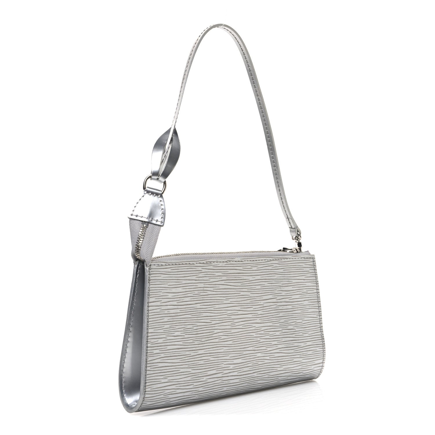 Epi Pochette Accessories Metallic Silver