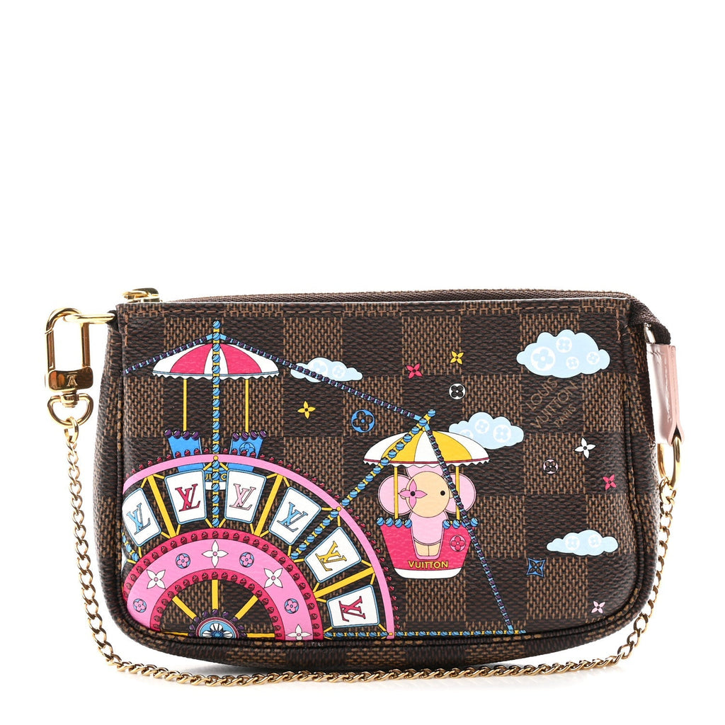 Damier Ebene 2020 Christmas Animation Big Wheel Mini Pochette Accessories Rose Ballerine