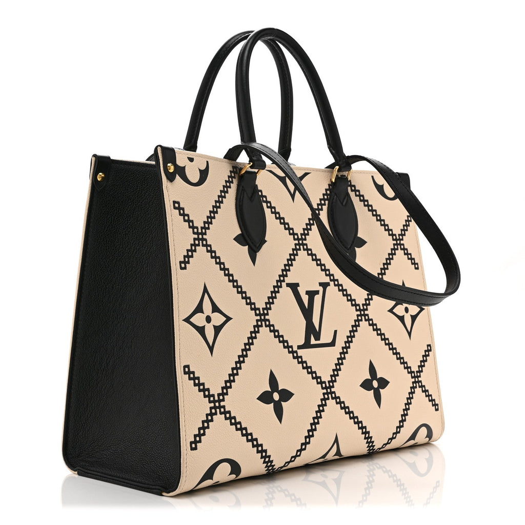 Empreinte Monogram Giant Broderies Onthego MM Cream Black