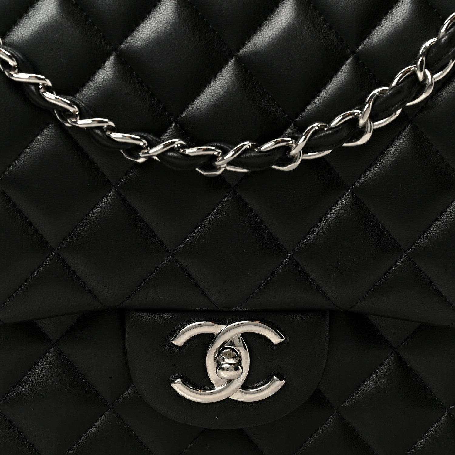 Lambskin Quilted Maxi Double Flap Black