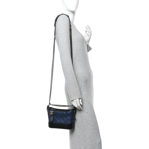 Aged Calfskin Quilted Small Gabrielle Hobo Navy Black