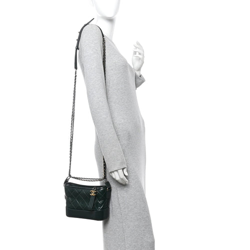 Aged Calfskin Quilted Small Gabrielle Hobo Dark Green
