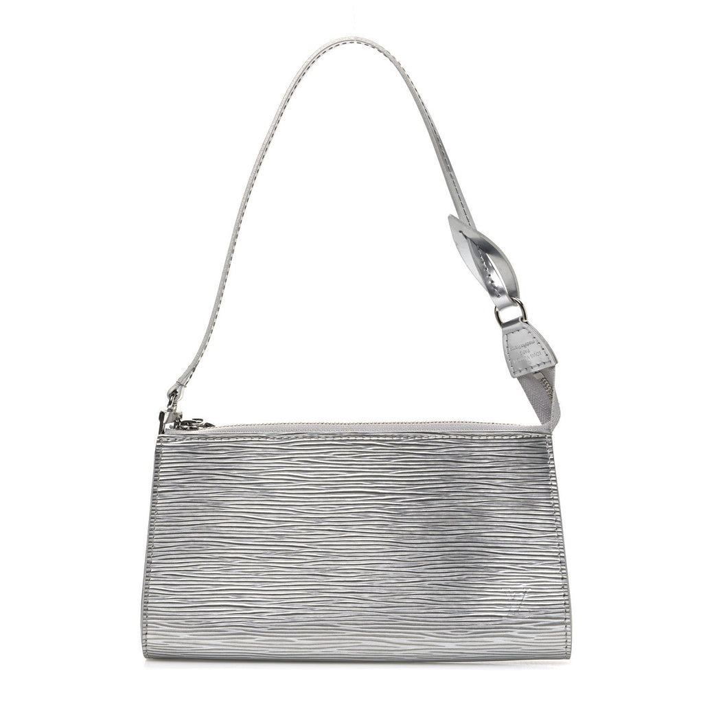Epi Pochette Accessories Metallic Silver