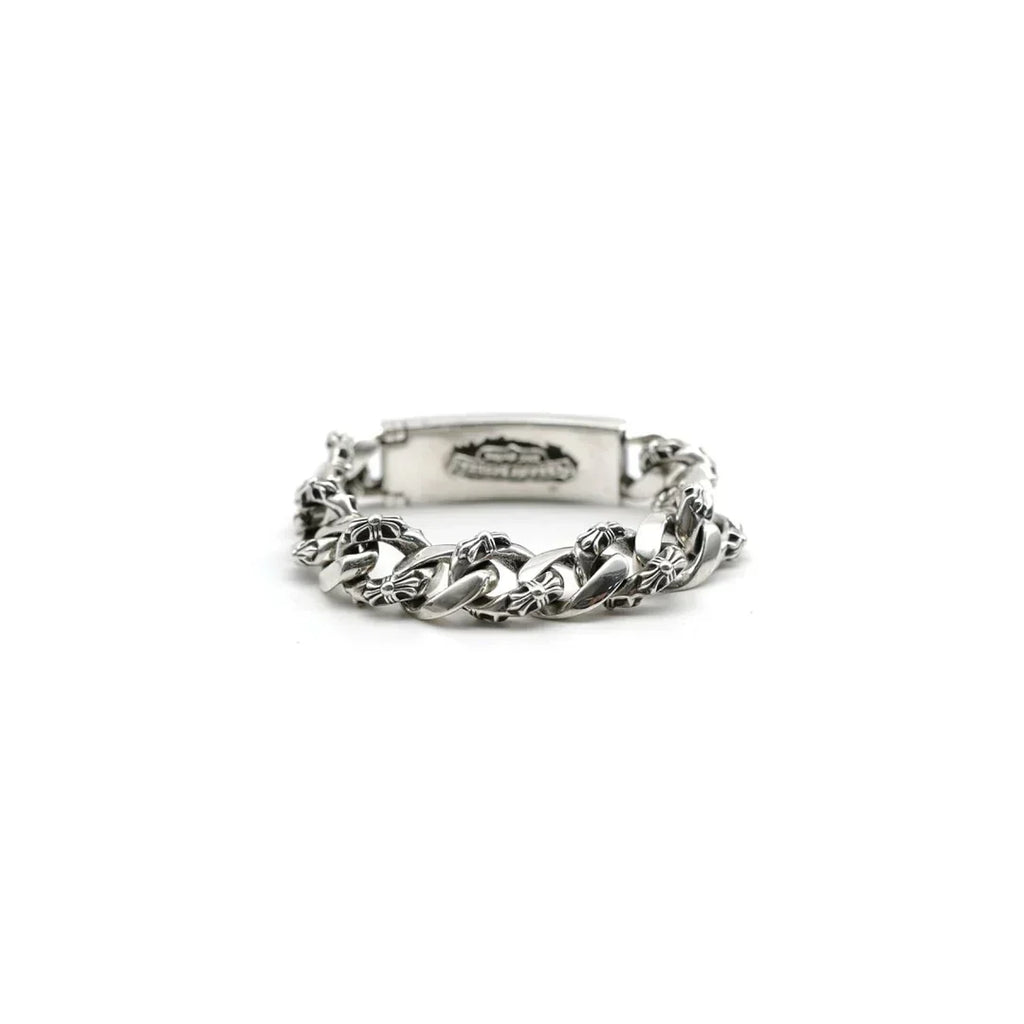 Chrome-Hearts Silver Cross Link Cuban Bracelet