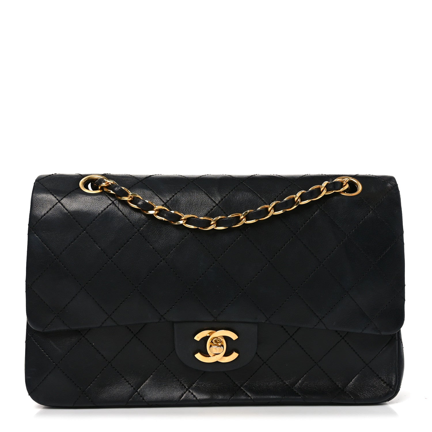 Lambskin Quilted Small Double Flap Black