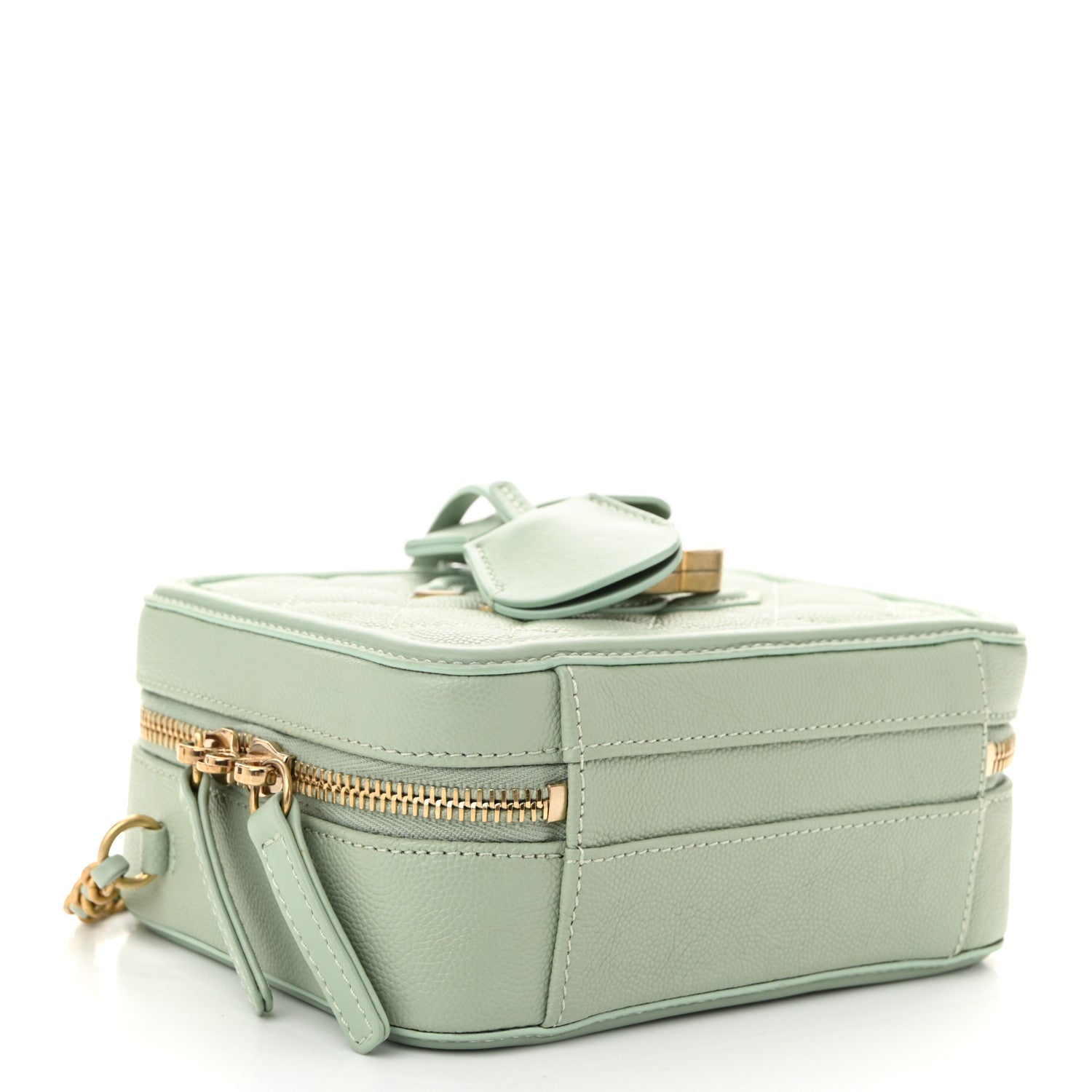 Caviar Quilted Small CC Filigree Vanity Case Mint